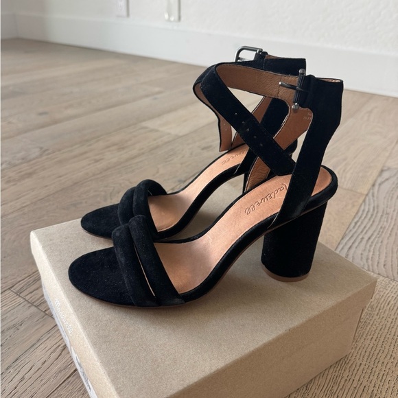 Madewell Shoes - Madewell angle strap high heel sandal shoe black size 7.5
